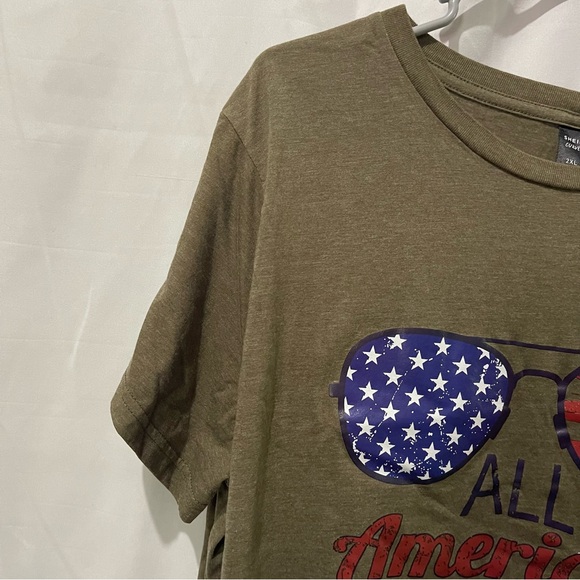 SHEIN Women’s Plus Size All American Girl Olive T-Shirt Vinyl Print Size 2XL - Picture 9 of 13
